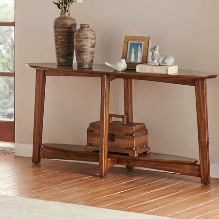 KD CAMA DE BEBE 60 in. Monterey Console & Media Mid-Century Modern Wood Table Warm Chestnut KD3240351